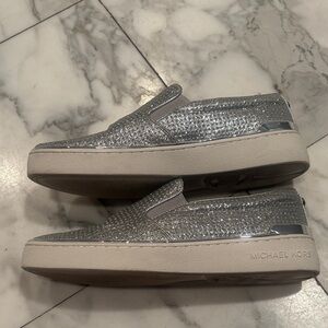 Michael Kors Silver Crystal Slip-On Platform Sneakers